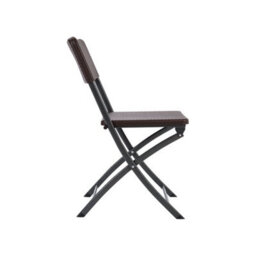 Living And Home 2Pcs Brown Rattan Effect Outdoor Garden Folding Chairs Dining Chairs Set - thumbnail 6