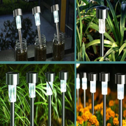 Solar Powered Led Garden Lights , Stainless Steel, Cold White, Outdoor Lawn And Path, Pack Of 10 - thumbnail 2