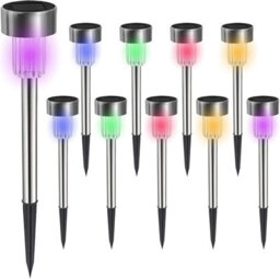 Solar Powered Led Garden Lights , Stainless Steel, Cold White, Outdoor Lawn And Path, Pack Of 10 - thumbnail 5