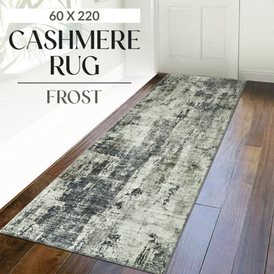 Ameha Modern Grey Abstract Cashmere Runner 60 X 220 Cm Frost Rug Master Bedroom Mats - image 1