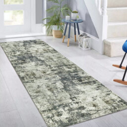 Ameha Modern Grey Abstract Cashmere Runner 60 X 220 Cm Frost Rug Master Bedroom Mats - thumbnail 7