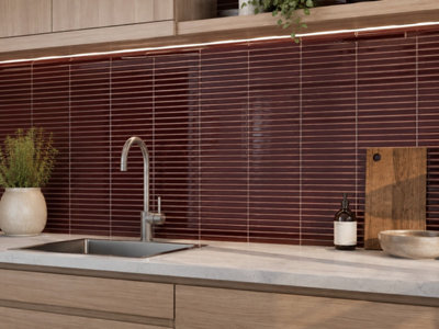 Marlborough Virello Orange Ceramic Finger Mosaic Wall Tiles (75Pack- 5 Box-6.6M2 Coverage) - Kitchen - 27.6Cm X 29.6Cm- Sleek Linear Luxury - image 1