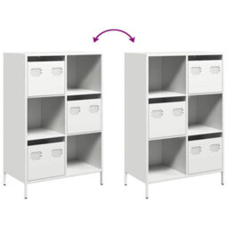 Berkfield Highboard White 68X39X103.5 Cm Steel - thumbnail 9