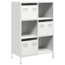 Berkfield Highboard White 68X39X103.5 Cm Steel - thumbnail 2
