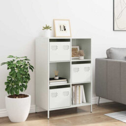 Berkfield Highboard White 68X39X103.5 Cm Steel - thumbnail 3