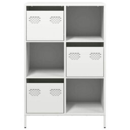 Berkfield Highboard White 68X39X103.5 Cm Steel - thumbnail 5