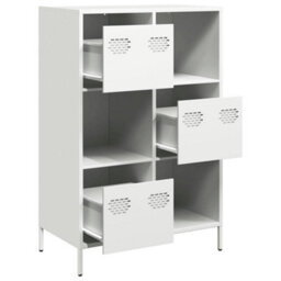 Berkfield Highboard White 68X39X103.5 Cm Steel - thumbnail 4