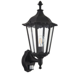 2 Pack Ip44 Outdoor Pir Light Matt Black & Glass Traditional Wall Lantern Motion - thumbnail 4