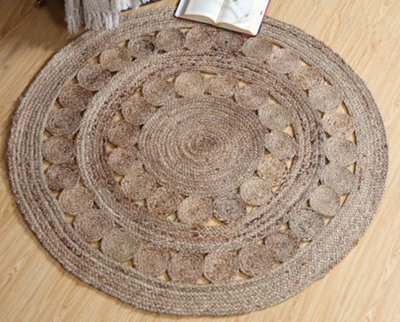 Second Nature Online Gherana Circle Rug Jute In Flat Weave Round Design / 120 Cm Diameter - image 1
