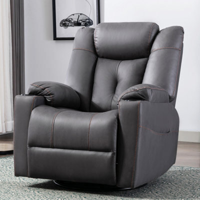 More4Homes Afton Fabric Recliner Rocking Swivel Gaming Cinema Lounge Sofa Chair Charcoal - image 1