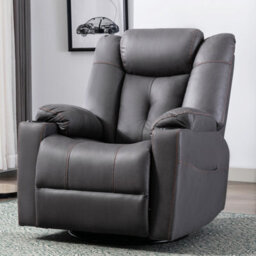 More4Homes Afton Fabric Recliner Rocking Swivel Gaming Cinema Lounge Sofa Chair Charcoal - thumbnail 1