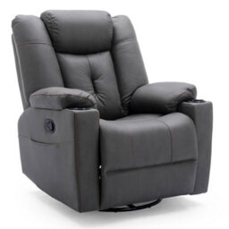 More4Homes Afton Fabric Recliner Rocking Swivel Gaming Cinema Lounge Sofa Chair Charcoal - thumbnail 2