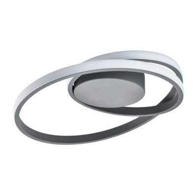 Happy Homewares Modern Single Loop Strip Flush Led Powered Ceiling Light Fitting In Matt Grey - image 1