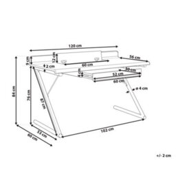 Beliani Office Desk 120X60 Cm White And Light Wood With Metal Legs - thumbnail 4