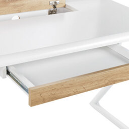 Beliani Office Desk 120X60 Cm White And Light Wood With Metal Legs - thumbnail 7