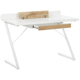 Beliani Office Desk 120X60 Cm White And Light Wood With Metal Legs - thumbnail 5