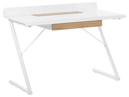 Beliani Office Desk 120X60 Cm White And Light Wood With Metal Legs - thumbnail 3
