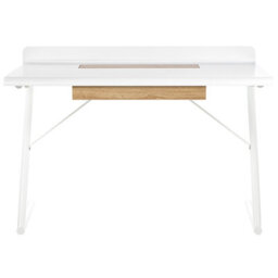 Beliani Office Desk 120X60 Cm White And Light Wood With Metal Legs - thumbnail 1