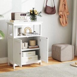 Freestanding Storage Organizer Bathroom Floor Cabinet W/2 Doors - thumbnail 3