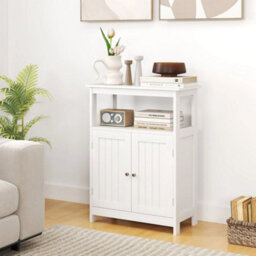 Freestanding Storage Organizer Bathroom Floor Cabinet W/2 Doors - thumbnail 4