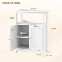 Freestanding Storage Organizer Bathroom Floor Cabinet W/2 Doors - thumbnail 2