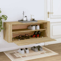 Walplus Wall Shoe Cabinet Sonoma Oak 100X35X38 Cm Engineered Wood - thumbnail 3