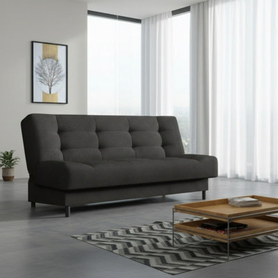 Livia 3 Seater Sofa Bed With Sleeping Function Freestanding Design Compact And Comfortable For Living Or Guest Room Black - image 1