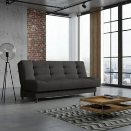Livia 3 Seater Sofa Bed With Sleeping Function Freestanding Design Compact And Comfortable For Living Or Guest Room Black - thumbnail 2