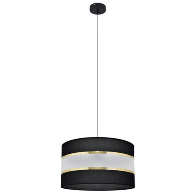 Luminosa Lighting Luminosa Helen Cylindrical Pendant Ceiling Light Black, Gold 35Cm