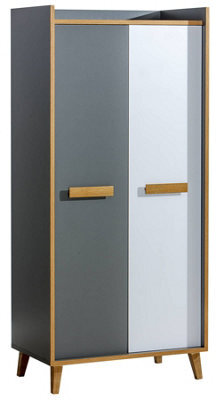 Arte Spacious Werso 1 Hinged Wardrobe - Anthracite & Oak, H1952mm W900mm D550mm - image 1