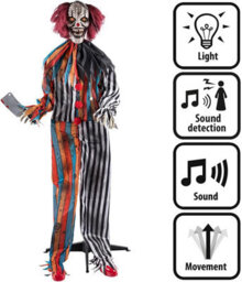 Boland Halloween Standing Clown Butcher Decoration 175Cm With Led Eyes, Sound & Motion - thumbnail 5