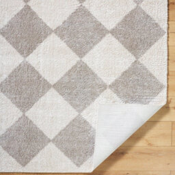 Livabliss Fossay Shaggy-Washable Beige Grey High Pile Diamond Living Bedroom Rug 160 X 213 Cm Easy Care, Non Shedding - thumbnail 4