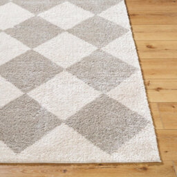 Livabliss Fossay Shaggy-Washable Beige Grey High Pile Diamond Living Bedroom Rug 160 X 213 Cm Easy Care, Non Shedding - thumbnail 5