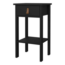 Wyld Haus Wildberry Matt Black Bedside Table With Drawer And Leather Handle - thumbnail 5