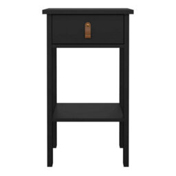 Wyld Haus Wildberry Matt Black Bedside Table With Drawer And Leather Handle - thumbnail 4