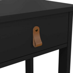 Wyld Haus Wildberry Matt Black Bedside Table With Drawer And Leather Handle - thumbnail 9