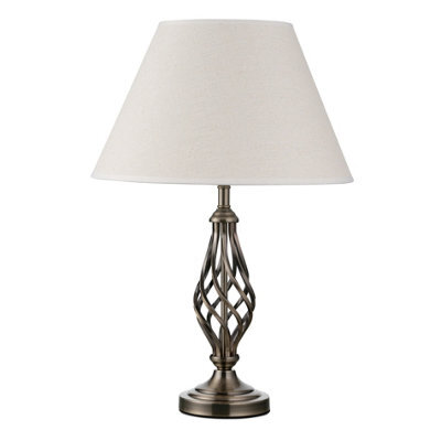 Lighting Supermarket Kingswood Barley Twist Traditional Table Lamp & Shade - Antique Brass - image 1