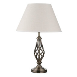Lighting Supermarket Kingswood Barley Twist Traditional Table Lamp & Shade - Antique Brass - thumbnail 1