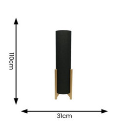 Valuelights Henry Wooden Oak Effect Midi Floor Lamp With Charcoal Grey Cylinder Shade - Led Bulb Included - thumbnail 4