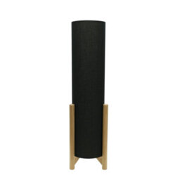Valuelights Henry Wooden Oak Effect Midi Floor Lamp With Charcoal Grey Cylinder Shade - Led Bulb Included - thumbnail 2