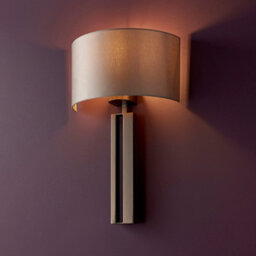 2 Pack Brushed Bronze Slotted Wall Light & Mink Satin Half Shade - Dimmable - thumbnail 3