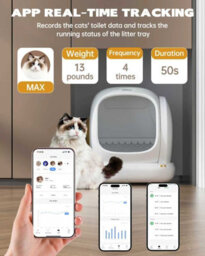 Ubpet Big-Opening Self Cleaning Cat Litter Tray Automatic Cat Litter Box, Deodorize , Low Entry , App Control - thumbnail 6