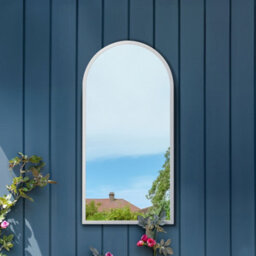 Mirroroutlet The Arcus White Metal Framed Arched Garden Wall Mirror 80Cm X 40Cm