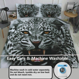 TheWhiteWater Limited Angry Snow Leopard Bed Set  - 3D Animal Printed Single Beddings Duvet Cover + Matching Pillowcases - thumbnail 3