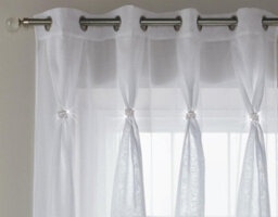 Luxury Living Diana Dolly Voile Semi-Sheer Eyelet Curtain Panel - thumbnail 2