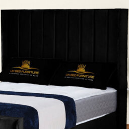 UKBEDFURNITURE Empire Wingback Black Plush Valvet Upholstered Gas Lift Ottoman Storage Bed -  With 48 Inch Headboard - thumbnail 2