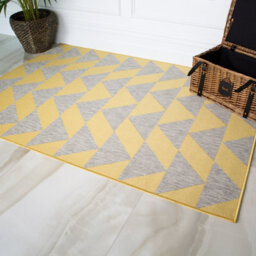 Loomed Yellow Grey Geometric Flatweave Indoor Outdoor Rug 120X170Cm - thumbnail 2