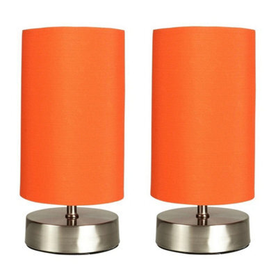 2X Touch Orange Table Lights Bedside Lamps Living Room Lampshade Bedroom Reading Light - image 1