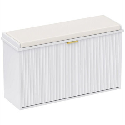 Shoe Storage Bench With Cushion Flip-Drawer 80X26X47.5Cm White - image 1