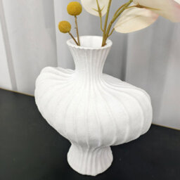 Artloge White Lantern Resin Vase Modern Dried Flower Arrangement Irregular Pampas Grass Vases - thumbnail 3
